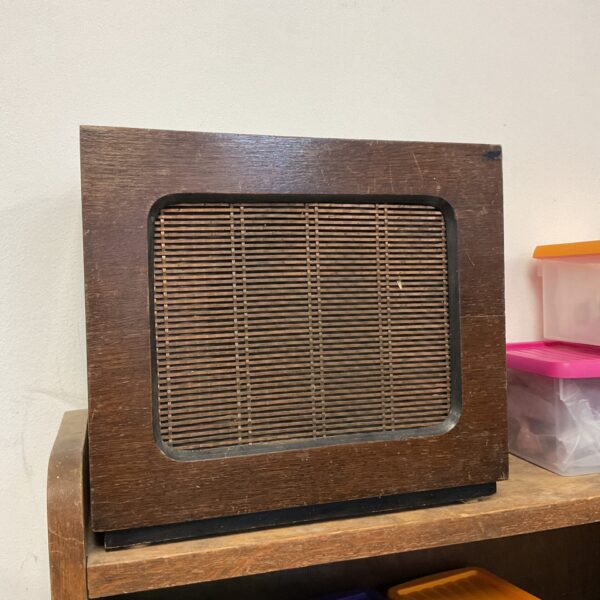Vintage 1950s wooden wall speaker in as-found condition.