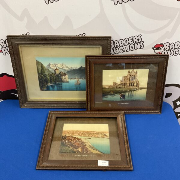 Lot of three vintage Whitby prints in oak frames.
