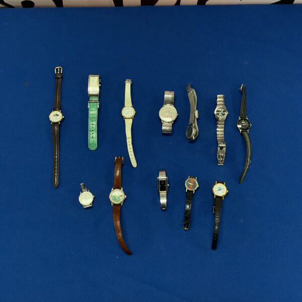 Group of twelve vintage wristwatches, assorted styles and designs.