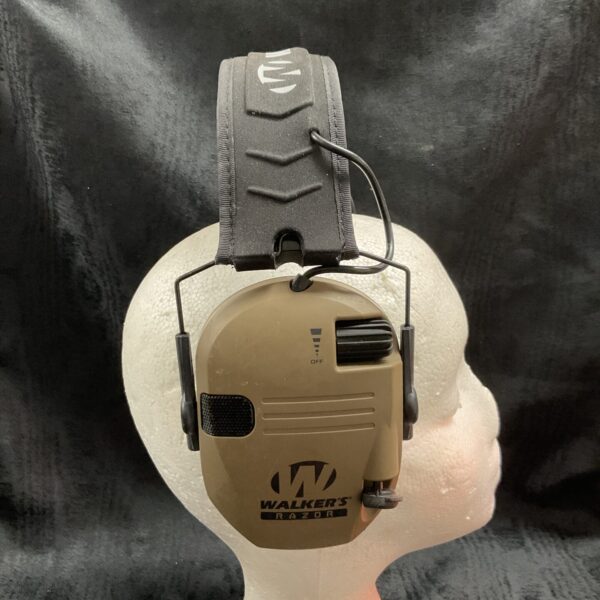 Walker's Razor Slim earmuffs showing side profile and controls.