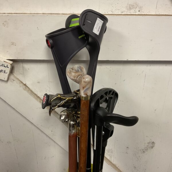 Vintage walking sticks bundle with shooting stick and carved handle.