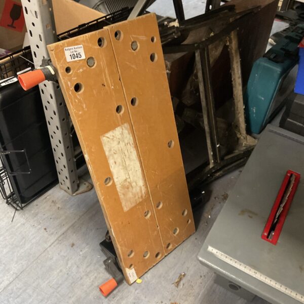 Durable wood workbench panel for DIY projects.