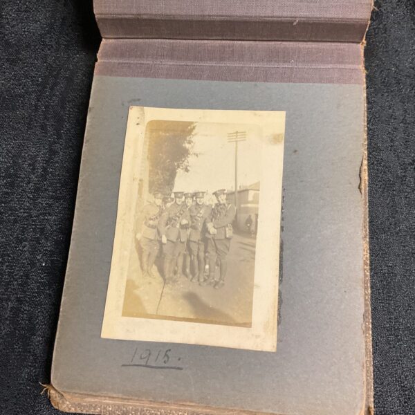 Vintage WWI photograph album cover, military history collectible.