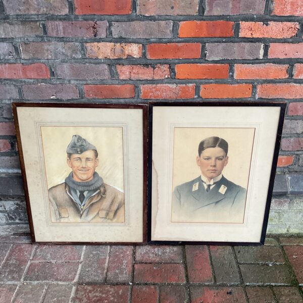 Vintage watercolour portrait of a WWI RAF pilot by Cecil Jameson.