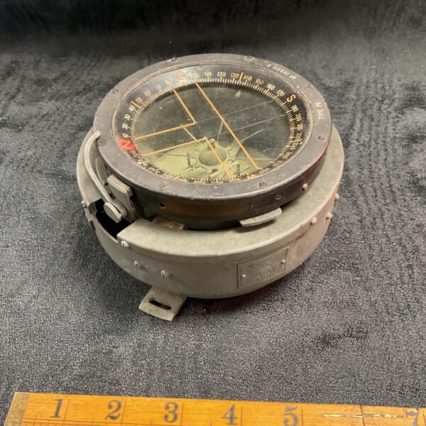 WWII Air Ministry compass, vintage aircraft instrument for Spitfire or Hurricane.