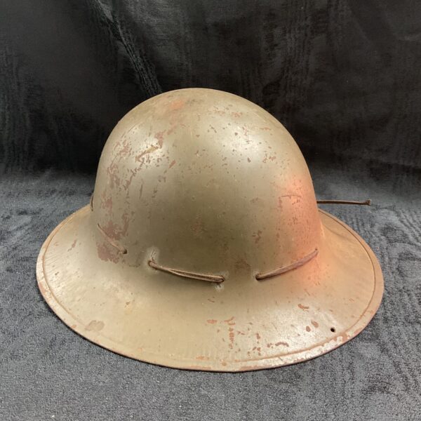Vintage WWII British Zuckerman helmet, side view.