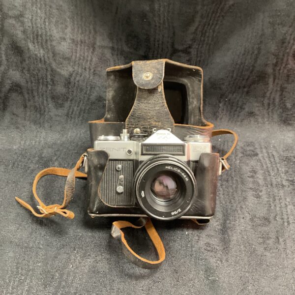 Vintage Zenit SLR camera with Helius lens, Soviet era.
