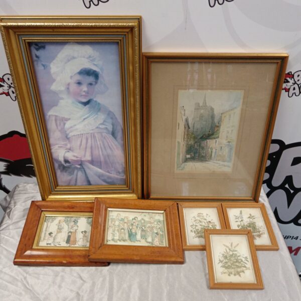Harriette sutcliffe Gilt framed print of a girl gathering grapes, f Robson print & other miniature prints