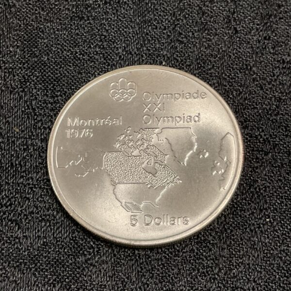 Front of 1976 Montréal Olympics silver coin, Canada.