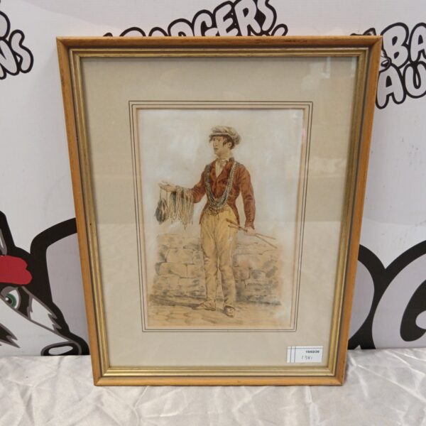19th-century watercolour painting of a London jewellery seller by Margaret Melville.