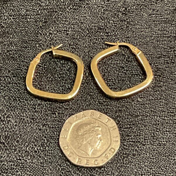 Pair of classic 9ct yellow gold hoop earrings.