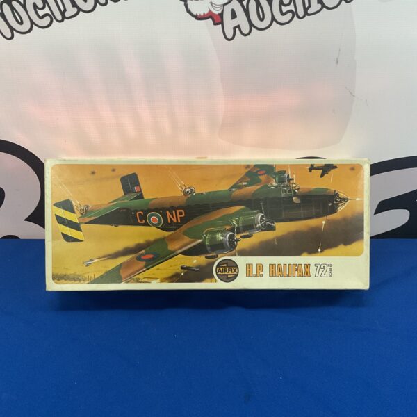 Vintage Airfix Halifax 72nd scale model kit in box.
