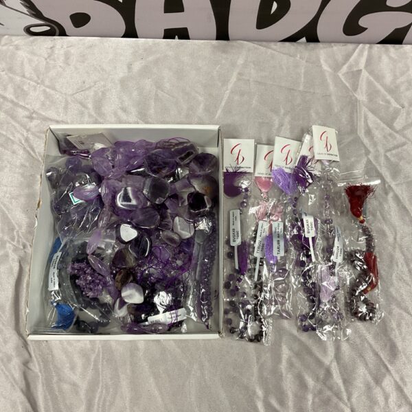 Amethyst beads and polished stones lot for jewellery making.