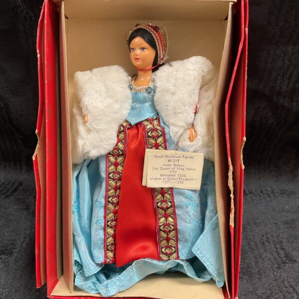 Vintage Royal miniature Anne Boleyn doll, H/217, Tudor queen collectible.