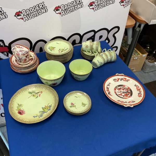 Antique china collection from Bishop and Stone Staffordshire on display.