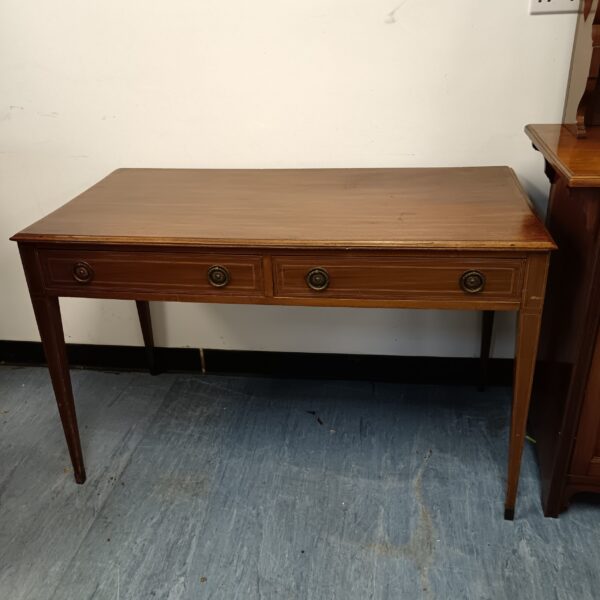 Antique mahogany console table with a single drawer.
