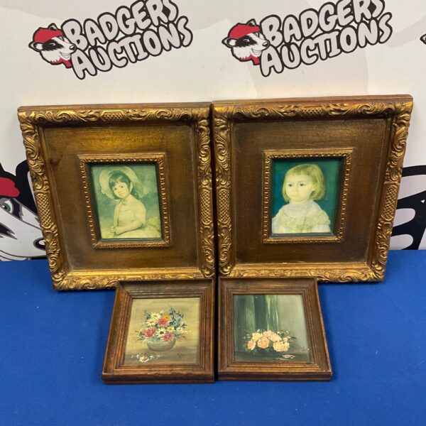 Antique oil painting of a still life arrangement in a gilt frame.