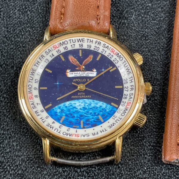 Vintage Apollo 11 25th anniversary watch with blue dial.