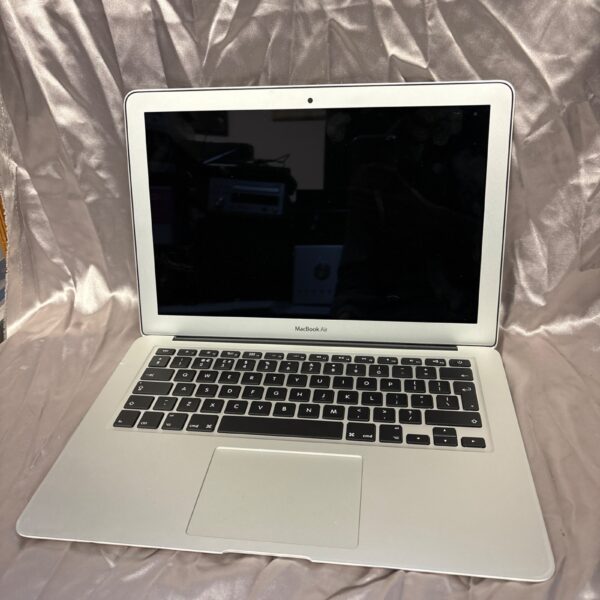 Silver Apple MacBook Air A1466 laptop, pre-owned condition.