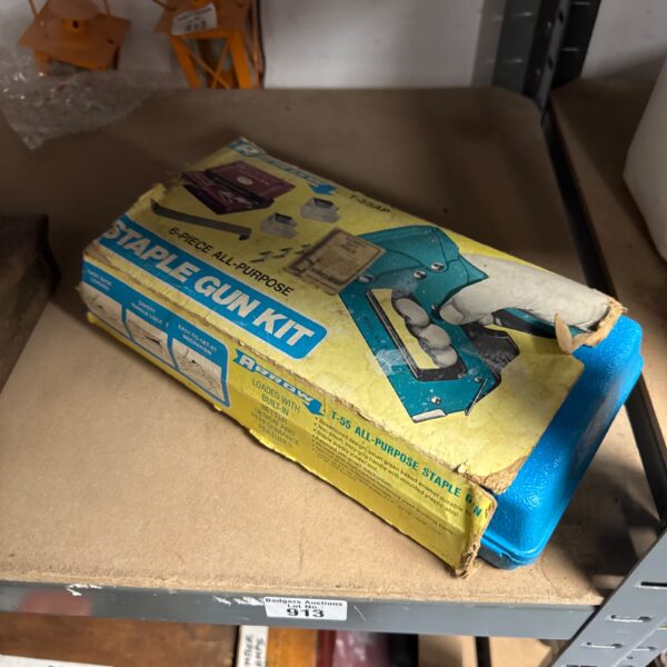 Vintage Arrow T-50 staple gun set in carrying case.