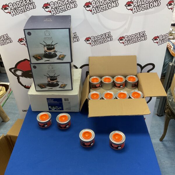 Two Artesa fondue sets with kitchen accessories in a lot.