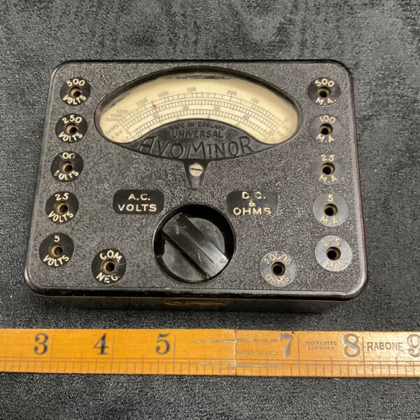 Vintage Avo Minor test meter, front view, electrical instrument.