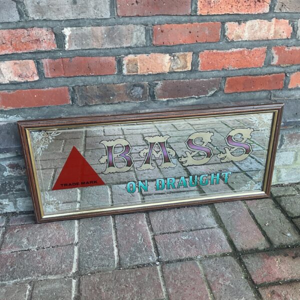 Vintage Bass Draught mirror for pub decor and collecting.
