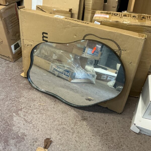 Bevelled edge bathroom mirror with fittings, used condition.