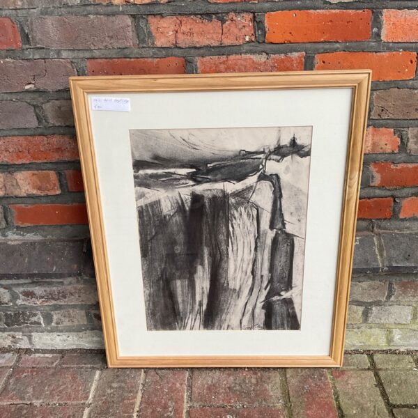 Beryl Tilley's 1974 charcoal drawing of Hill Top House landscape.