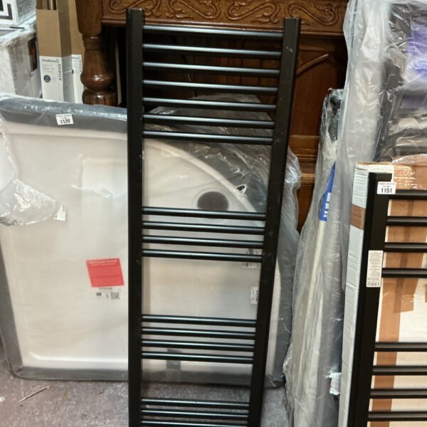 Black ladder radiator measuring 1200x400mm in used condition.