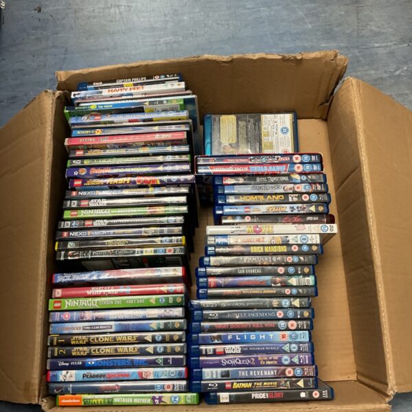Blu-ray and DVD movie collection lot for home entertainment.