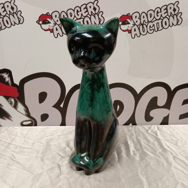 Vintage blue mountain pottery cat figurine, 36cm tall.