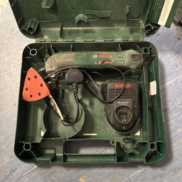 Bosch cordless omni tool set with interchangeable heads, untested condition.