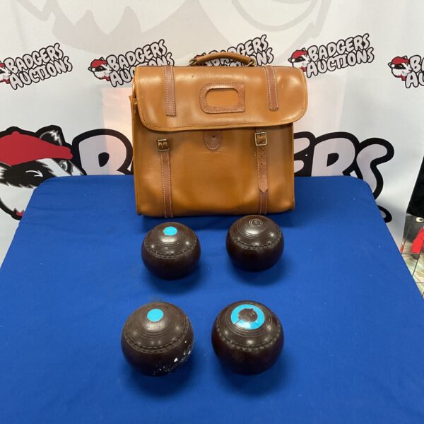 Metal boules set with carry bag for outdoor games.