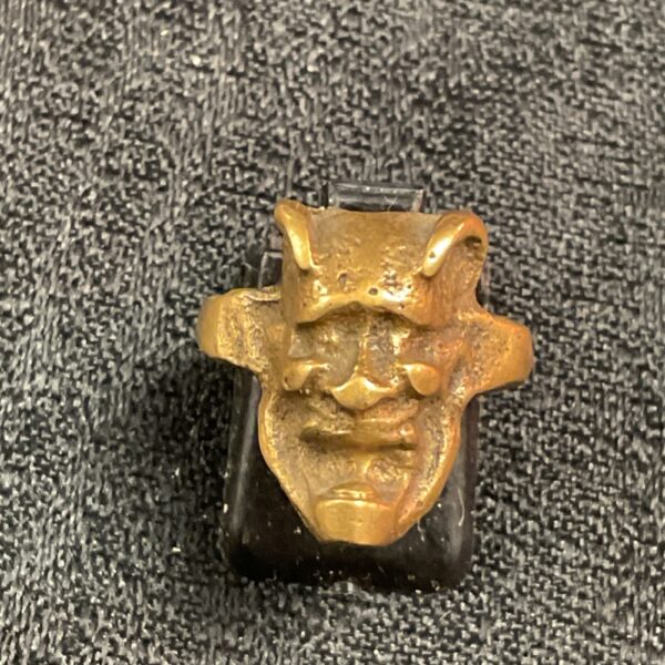 Detailed brass gargoyle ring, size K, vintage gothic jewellery.