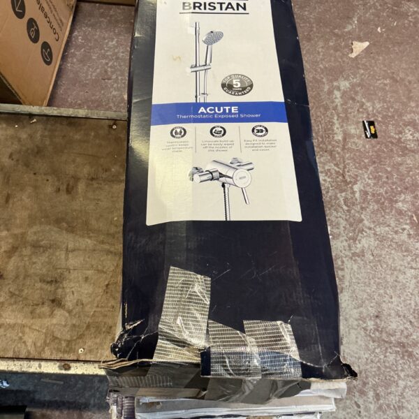 Brittany Acute shower unit in original packaging, bathroom fixture.