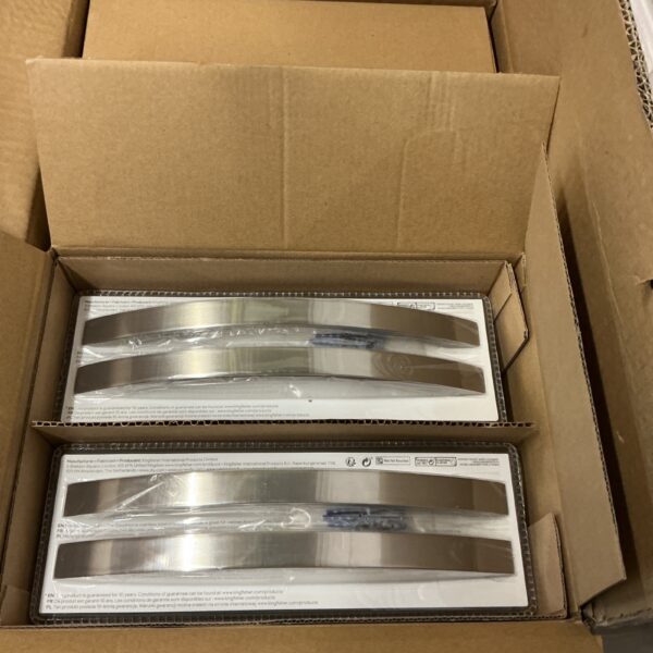 Brushed steel cupboard handles presented as a lot, suitable for kitchen renovation.