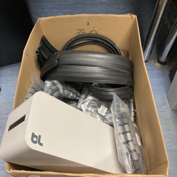 Cable management bundle with kerb and tidies for organised cables.