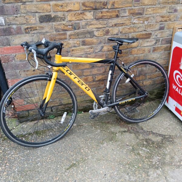 Yellow Carrera TDF LTD racer bike for sale, road cycling.