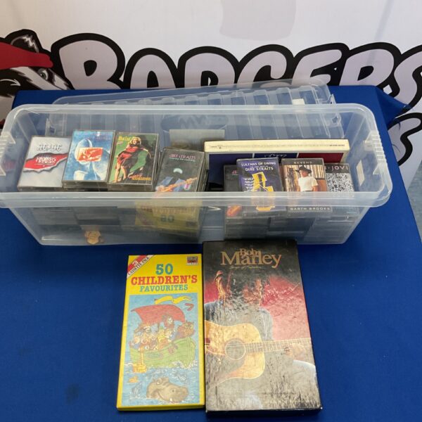 Vintage cassette tape lot with Bob Marley box set.