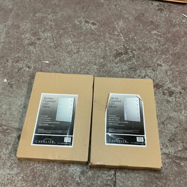 Pair of Cavalier LED bathroom mirrors in used condition.