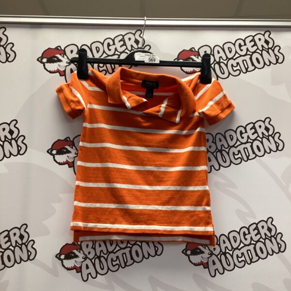 Orange and white striped Roffler childs polo shirt