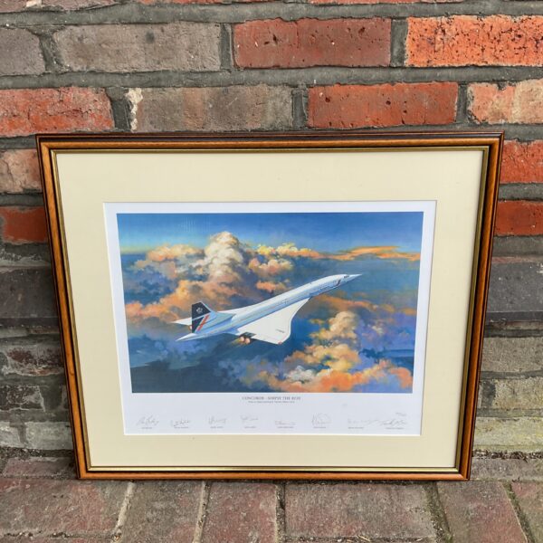 Signed limited edition print of the Concorde supersonic jet.