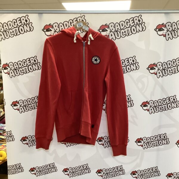 Red Converse All Star hoodie size S, front view.