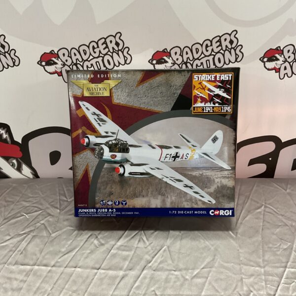 Corgi 1:72 scale diecast model of the Junkers JU88 A-5 WWII aircraft.