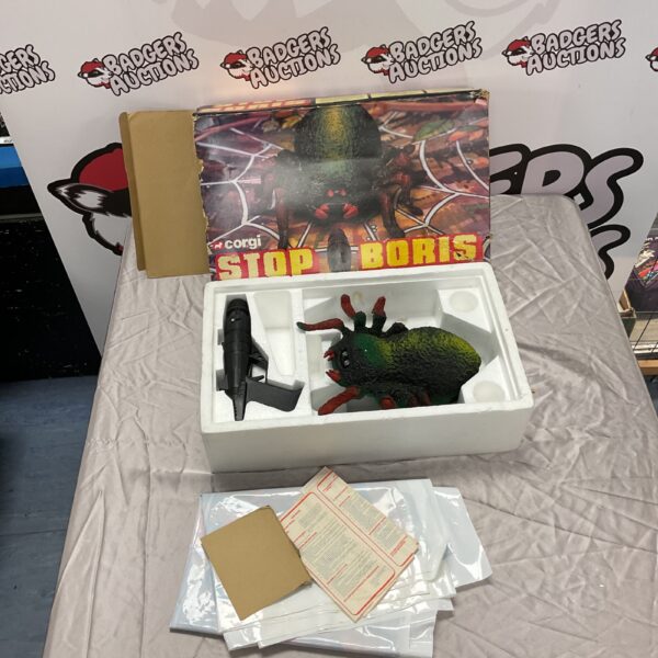 Corgi Stop Boris toy in original packaging, political collectible.
