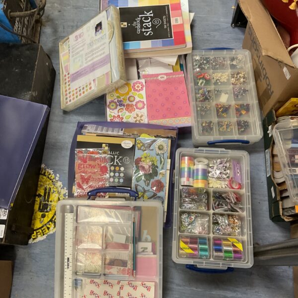 Large lot of colourful crafting materials for card making and scrapbooking.