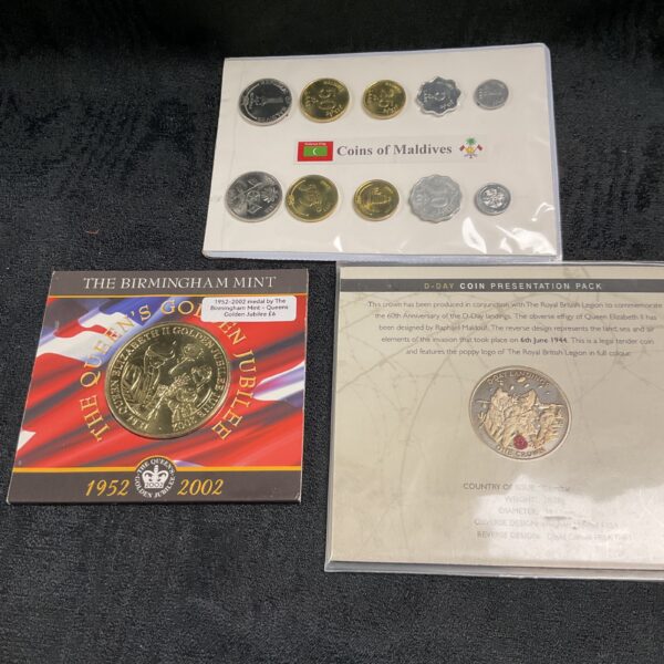 D Day Landings Coin Set with Maldives and Queen's Jubilee coins.