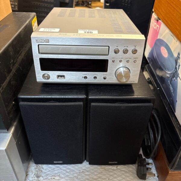 Vintage Denon CD receiver and speakers for sale.