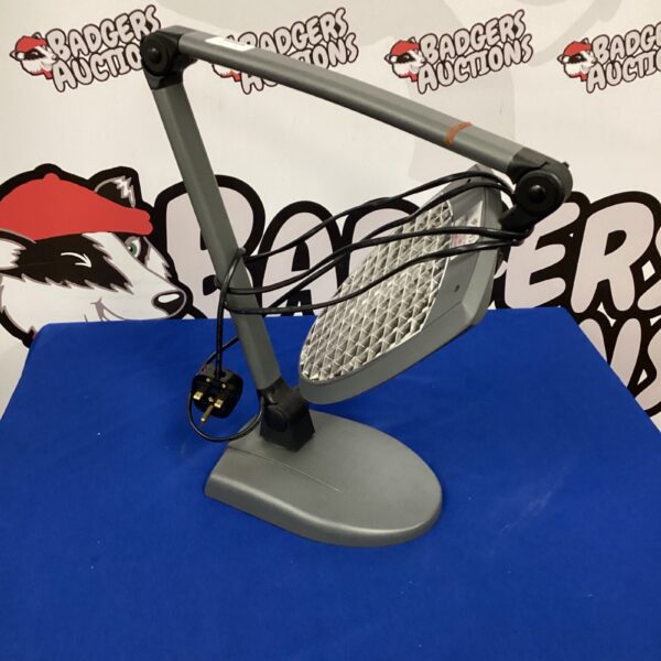 Adjustable desk lamp with flexible arm for task lighting.